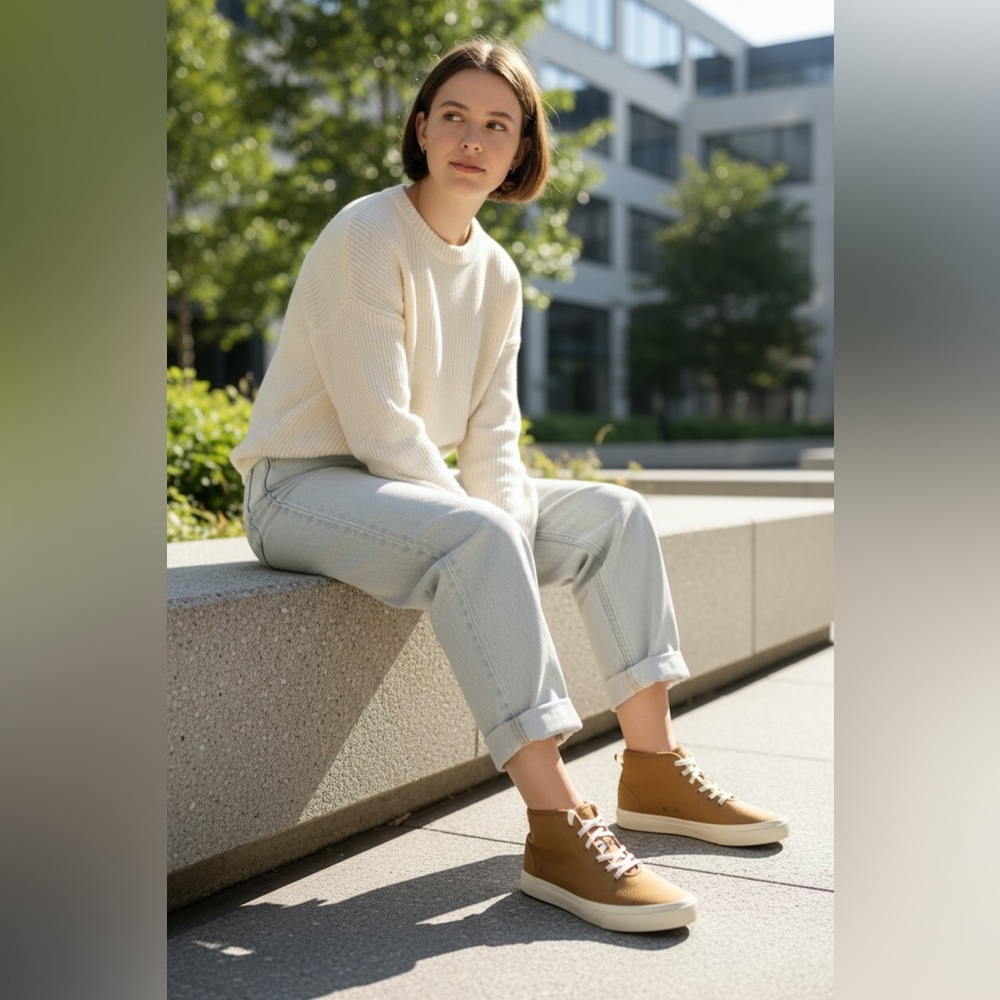 Everlane The Forever High Top Sneakers in 100% organic cotton Unisex - Picture 2 of 15